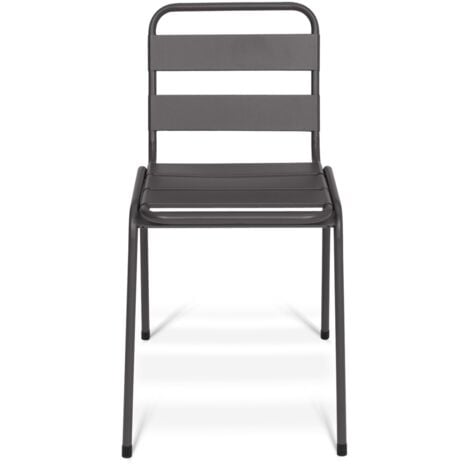 Lot de 6 chaises de jardin VALENCIA en acier mix color gris anthracite, noir et bleu
