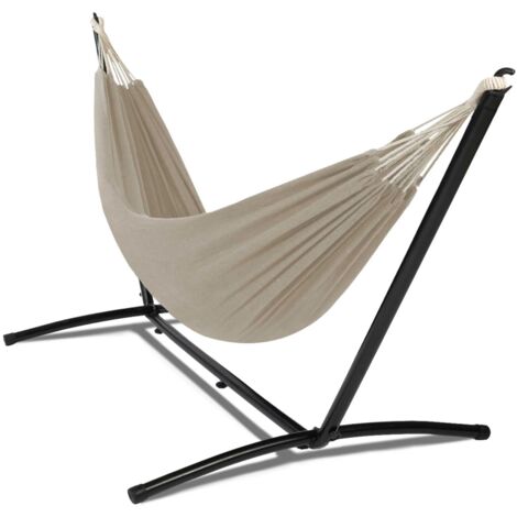 Hamac avec support métal et toile taupe