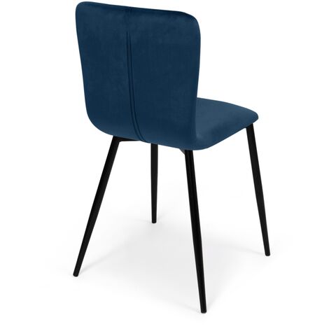 Lot de 4 chaises MADY en velours bleu canard pour salle à manger