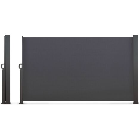 Idmarket – Paravent extérieur rétractable 180 x 500 cm – Toile polyester imperméabilisée – Structure en aluminium – Protection anti-UV