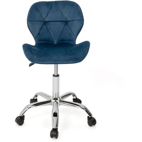 Chaise de bureau ROBINE velours bleu à roulettes