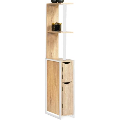 Meuble Sous WC 3 Portes DETROIT - Design Industriel Avec étagères - IDMarket, Multicolore, Neuf