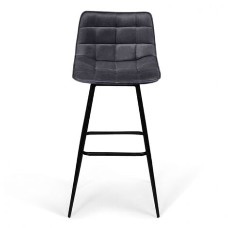 Lot de 2 tabourets de bar MADY en velours gris foncé