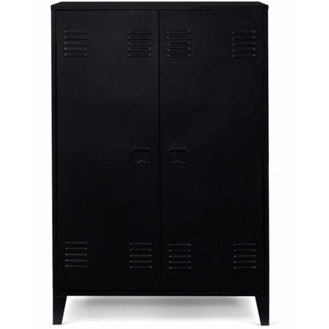 Armoire ESTER 4 portes métal noir design industriel