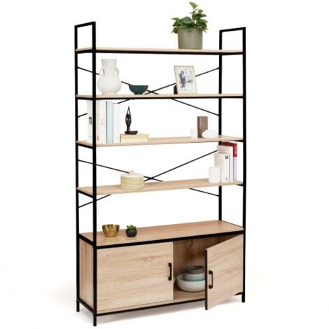 Etagère XL 5 niveaux avec placard DETROIT design industriel 170 CM