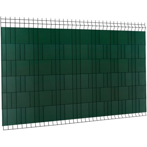 Idmarket – Lamelles occultantes PVC souples vertes 35 m – Résistance aux intempéries – Installation facile avec clips – Pour clôtures rigides