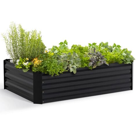 Lot de 2 carrés potager de jardin dim. 100L x 100l x 30H cm tôle d