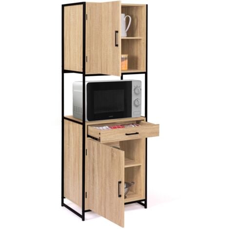Buffet de cuisine 60 CM DETROIT meuble 2 portes design industriel + tiroir
