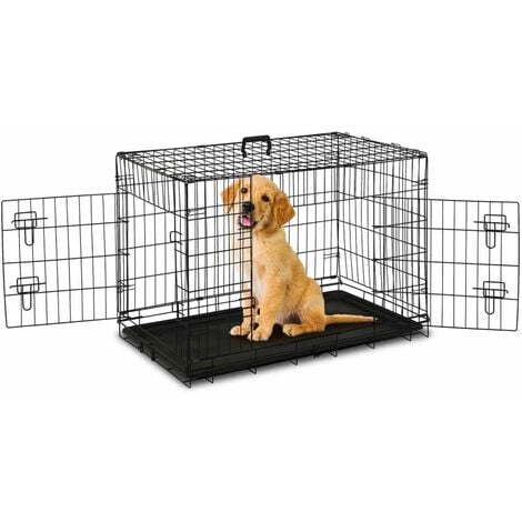 Cage de transport pour chien taille L dim. 76L x 48l x 55H cm métal noir