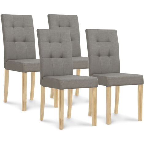 Lot de 4 chaises POLGA capitonnées grises pour salle à manger - Gris