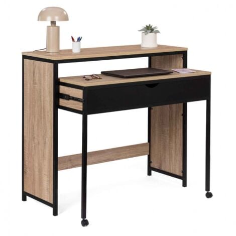 Bureau extensible 1 tiroir noir BOSTON design industriel