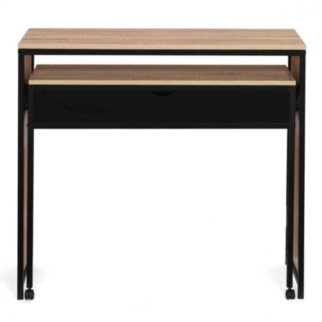 Bureau extensible 1 tiroir noir BOSTON design industriel