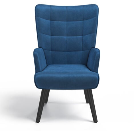 Fauteuil scandinave ANIA avec repose pieds velours bleu