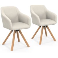 Lot de 2 chaises pivotantes de salle à manger, fauteuils de table JANY en velours côtelé beige