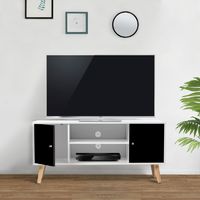 Meuble TV EFFIE scandinave bois blanc et noir