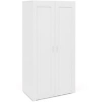 Idmarket – Armoire 2 portes blanche 80 cm – Penderie avec étagères de rangement – Capacité 20 kg par étagère – Dimensions 167 x 48 cm
