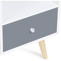 Meuble TV EFFIE scandinave 3 tiroirs bois blanc et gris - Gris