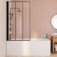 Idmarket – Pare-baignoire 1 volet 80x140 cm – Verre trempé 4 mm – Pivotant 180° – Installation réversible – Aluminium noir