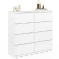 Idmarket – Commode enfant 8 tiroirs 110 cm – Largeur 40 cm – Hauteur 105 cm – Panneaux de particules bois blanc – Rangement optimisé