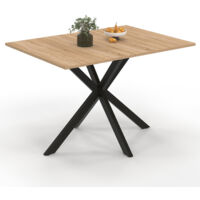 Idmarket – Table de salle à manger rectangle 110 cm – 6 personnes – Bois mélaminé et métal noir – Pied araignée moderne