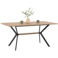 Idmarket – Table à manger extensible rectangle 8 personnes – Bois naturel et métal noir – 160 cm x 90 cm – Style industriel moderne