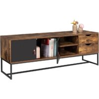 Mueble de TV estilo industrial con 2 puertas de metal - Dimensiones