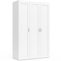 Armoire 3 portes VITO blanc penderie 120 cm avec étagères