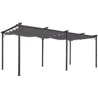 Idmarket – Pergola toit rétractable 3x6 m – Structure en acier gris anthracite – Toile polyester 180 gr/m² – Fixation au sol 60x60 mm