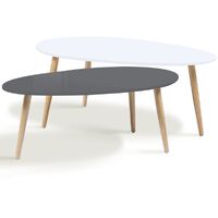 Lot de 2 tables basses gigognes GIGI laquées PM gris GM blanc scandinave