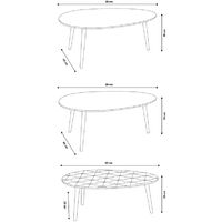 Lot de 3 tables basses gigognes GIGI laquées blanc / gris / motifs graphiques