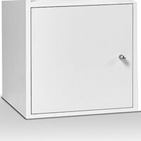 Meuble de rangement cube RUDY 9 cases bois blanc avec 3 portes fond gris - Gris