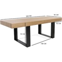 Table à manger rectangle PHOENIX 8 personnes bois et noir 200 cm