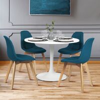 Lot de 4 chaises GABY bleues en tissu pour salle à manger