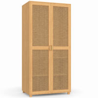 Idmarket – Armoire 2 portes EDHEN cannage bois 80 cm – Penderie avec étagères 50 cm x 167 cm – Rangement moderne et fonctionnel