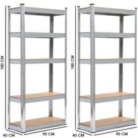Étagère De Rangement À 5 Étages Pour Charges Lourdes, 180X90X40 Cm, Charge Totale De 875 Kg