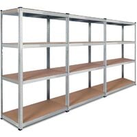 Idmarket – Lot de 3 étagères modulables en métal – 12 plateaux – Charge max 520 kg par étagère – Dimensions 70x30x150 cm – Montage facile avec clips