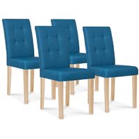 Lot de 4 chaises POLGA capitonnées bleu canard pour salle à manger