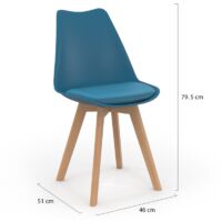Lot de 6 chaises SARA bleu canard pour salle à manger - Bleu