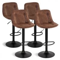 Lot de 4 tabourets de bar DENVER marron vintage
