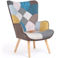 Idmarket – Fauteuil cabriolet scandinave IVAR – Tissu 100% polyester – Dimensions L.58 x l.67 x H.94,5 cm – Assise rembourrée et accoudoirs confortables