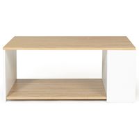 Table basse rangements bois et blanc LYA contemporaine
