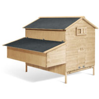 Idmarket – Poulailler chalet XXL en bois de pin canadien – Accueille 6 à 10 poules – Toit waterproof bitumé – Pondoir 3 compartiments