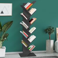 Etagère bibliothèque à livres TEA forme d'arbre 10 niveaux grise