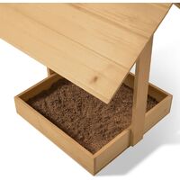 Bain de poussière pour poules bac en bois antiparasites avec toit - Naturel