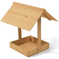 Bain de poussière pour poules bac en bois antiparasites avec toit - Naturel