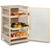 Idmarket – Légumier en bois de pin avec 3 tiroirs amovibles – Dimensions L.50xl.50xH.80 cm – Aération optimale pour fruits et légumes