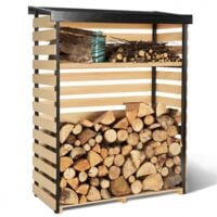 Abri de stockage en bois pour bûches toit incliné et étagère