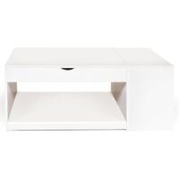 Table basse plateau relevable ELEA avec coffre bois blanc