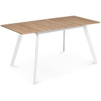 Table scandinave extensible INGA 120-160 cm plateau bois pieds blancs
