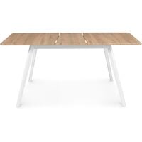 Table scandinave extensible INGA 120-160 cm plateau bois pieds blancs